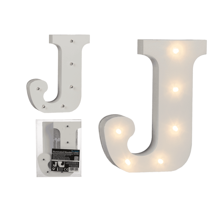 Beleuchteter Holz-Buchstabe J, mit 6 LED,