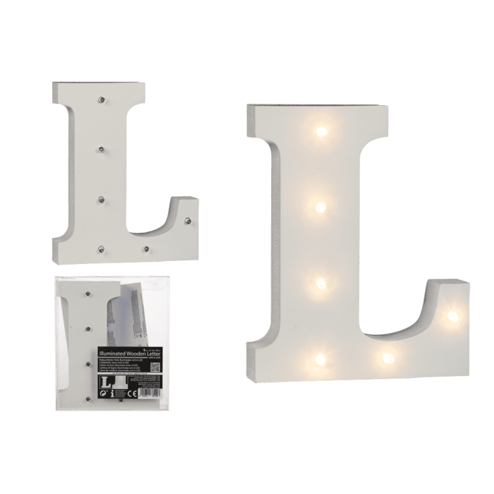 Beleuchteter Holz-Buchstabe L, mit 6 LED,