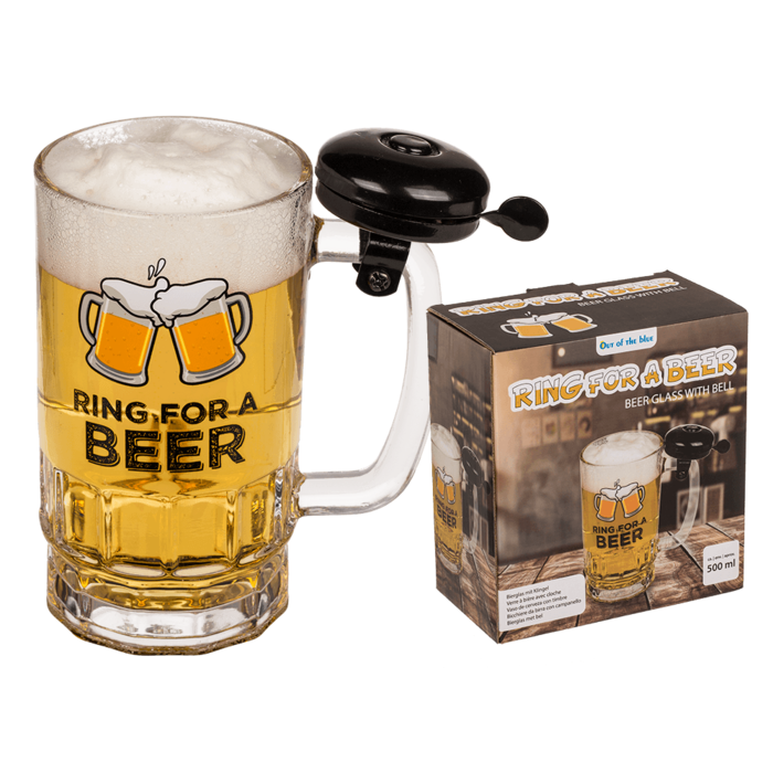 Bierglas mit Klingel, ca. 14 x 14,5 cm,