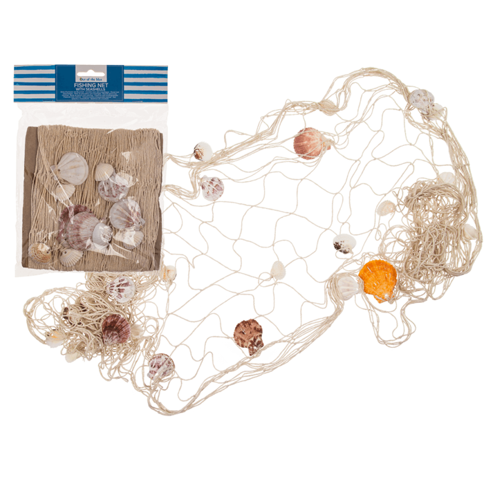Deko-Fischnetz mit Muscheln, ca. 100 x 200 cm,