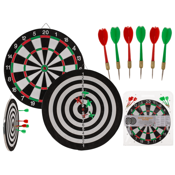 Doppelseitiges Dartspiel mit 6 Darts,