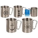 Edelstahlbecher mit Karabiner, Maritim,