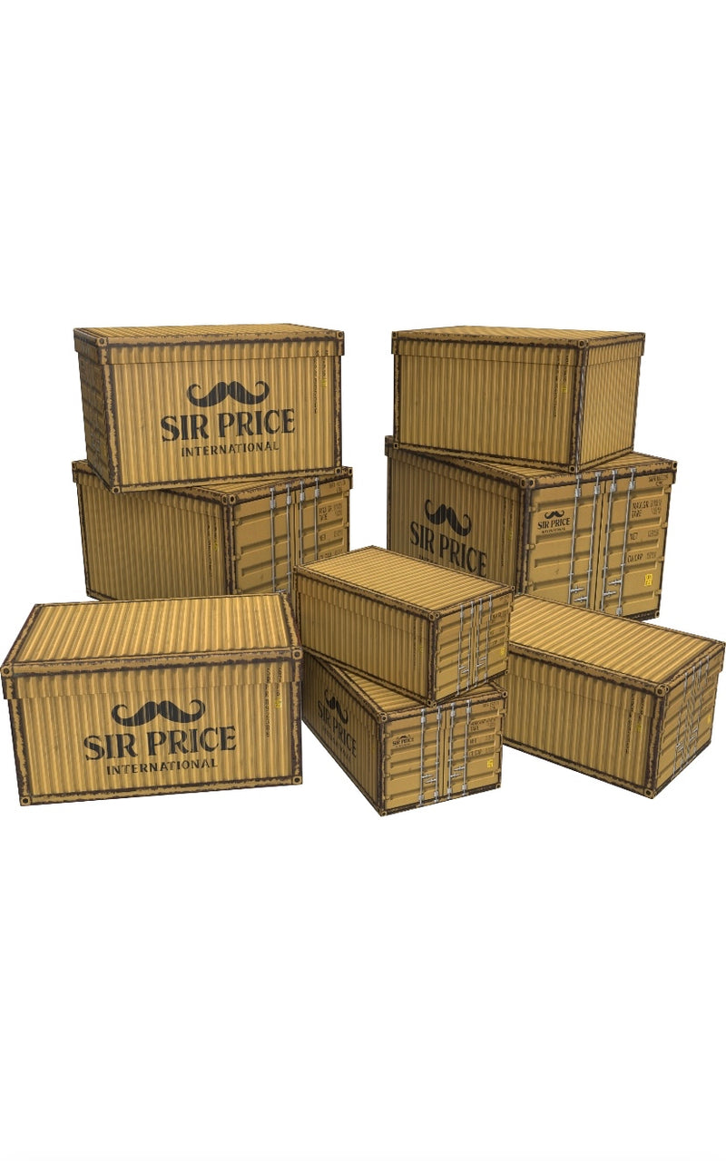 8 Geschenkboxen "Container", i.Set, rechteckig, 4 Motive sort.