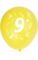 5 Zahlenballons, Ø 25cm, bunt sortiert, 9