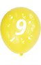 5 Zahlenballons, Ø 25cm, bunt sortiert, 9