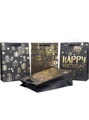 Geschenktasche "Birthday", black/gold, medium, 24*18*8cm