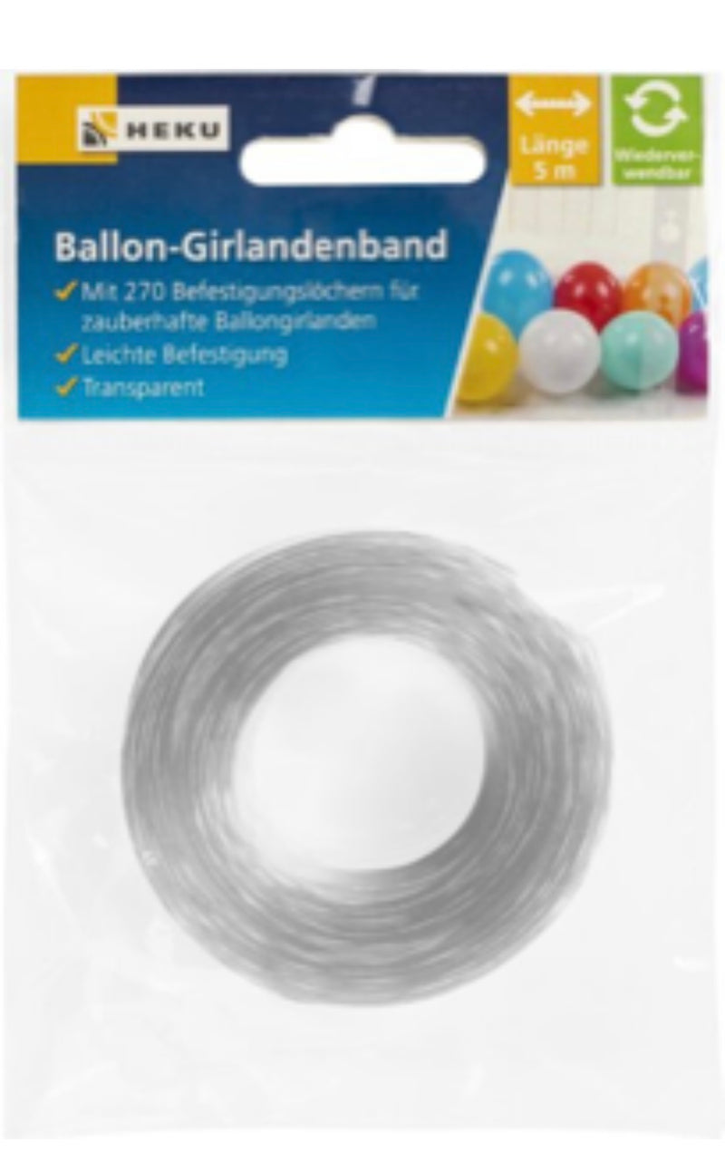 Ballon-Girlandenband, Länge 6m, transparent, auf Rolle