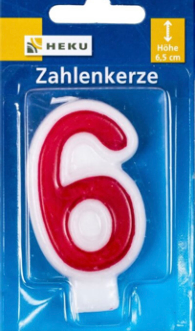 Zahlenkerze, Höhe 6,5cm, 6