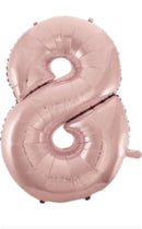Folienballon "Zahl", Höhe 80cm, roségold, mit Aufblashalm, 8