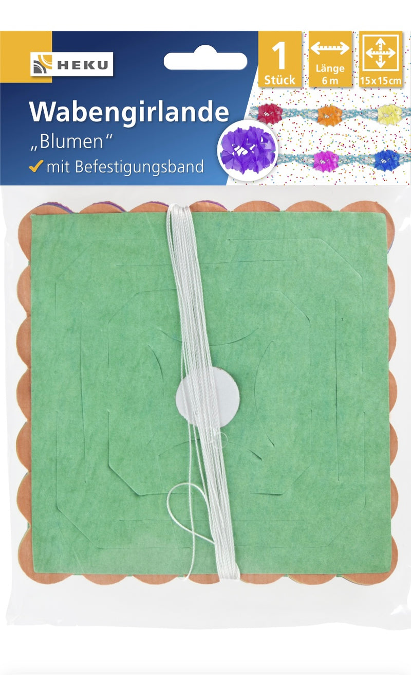 Wabengirlande, Länge 6m, 15*15cm, Blumen