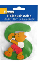 Holzbuchstabe "Teddy-Bär", selbstklebend, S