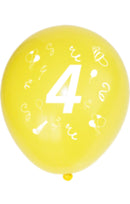 5 Zahlenballons, Ø 25cm, bunt sortiert, 4