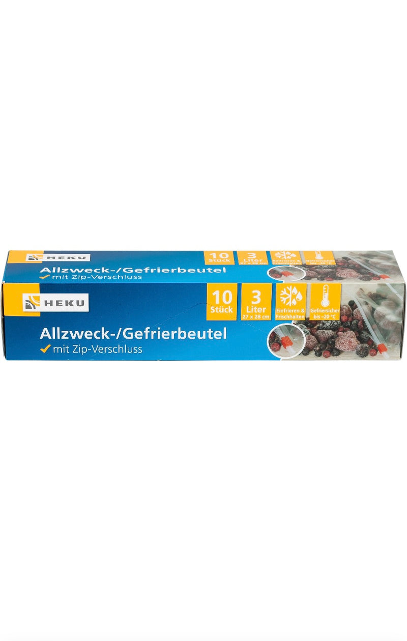 10 Allzweck-/Gefrierbeutel, 3l, m.Zip-Verschluss,27*28cm,LDPE