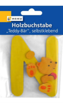 Holzbuchstabe "Teddy-Bär", selbstklebend, N