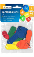 5 Zahlenballons, Ø 25cm, bunt sortiert, 3