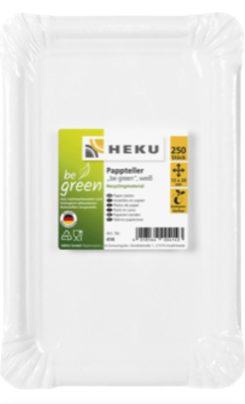 250 Pappteller, weiß, 13*20cm, ca.285g/m², be green