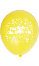 5 Ballons "Herzlichen Glückwunsch", Ø 25cm, bunt sortiert