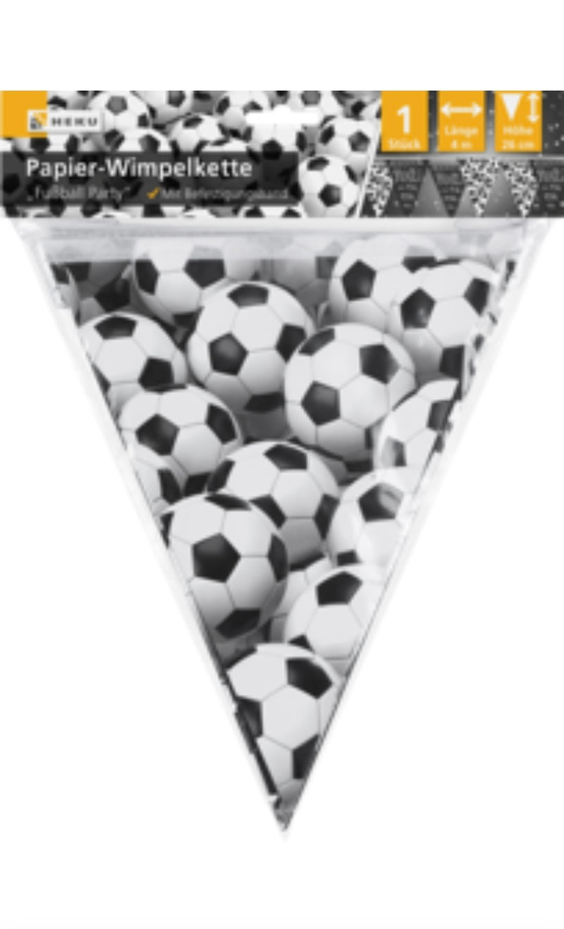 Papier-Wimpelkette m.Mot.,L. 4m,H. 26cm,Fußball Party