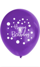 5 Ballons "Happy Birthday", Ø 25cm, bunt sortiert