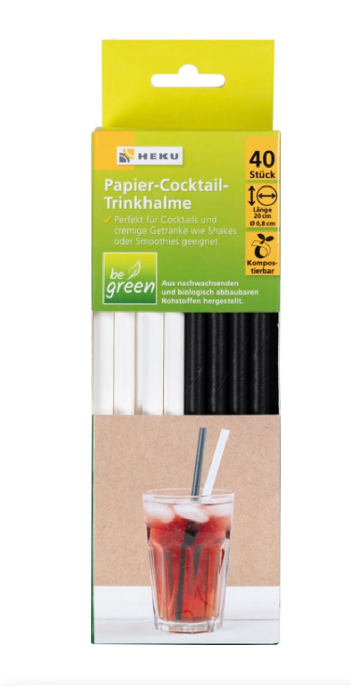 40 Papier-Cocktail-Trinkhalme,Ø 0,8cm,Länge 20cm,Papp-Box