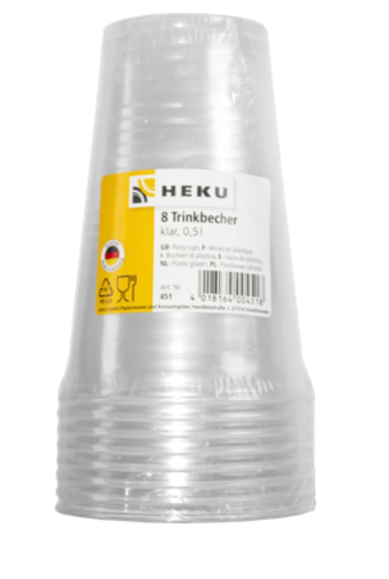 8 Trinkbecher, klar, 0,5l, PP, 7g, Ø 95mm