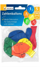 5 Zahlenballons, Ø 25cm, bunt sortiert, 1