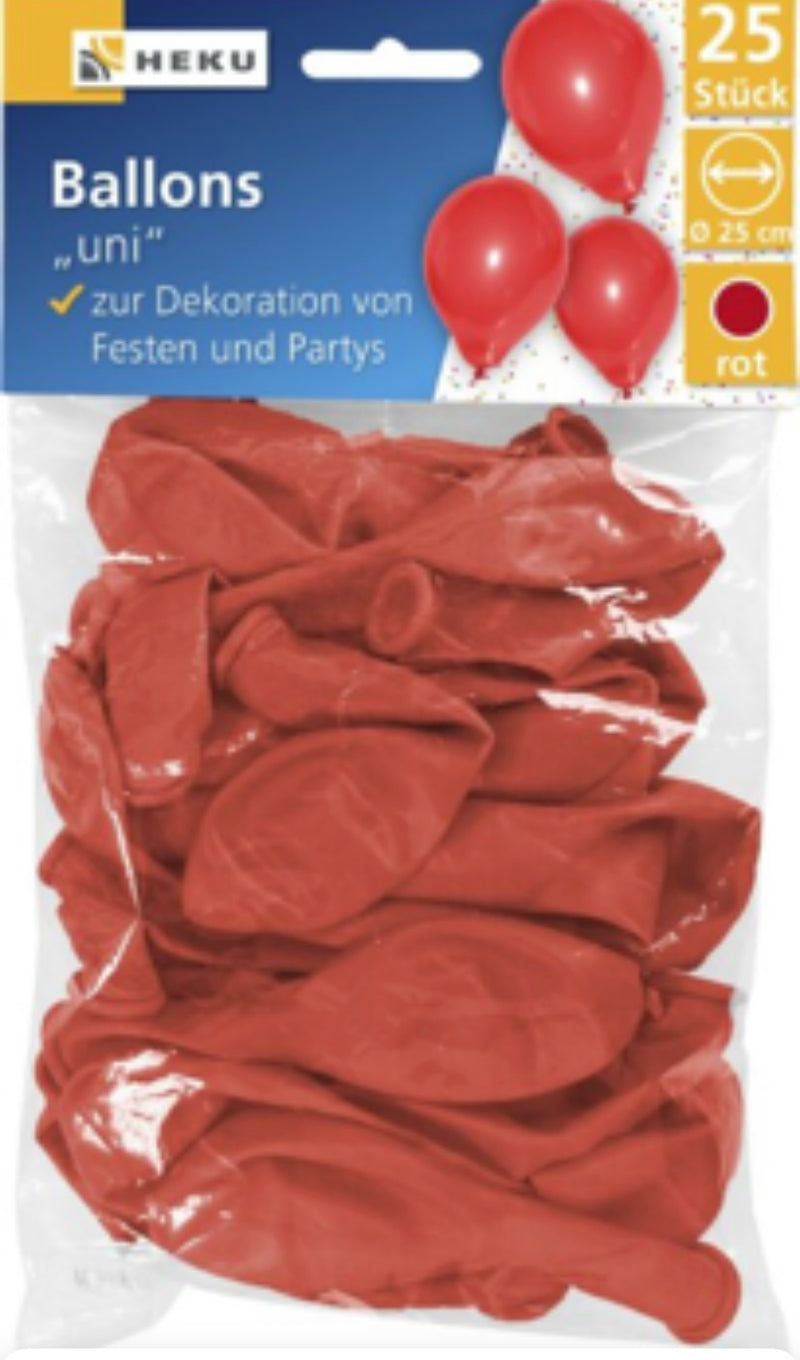 25 Ballons "uni", Ø 25cm, rot