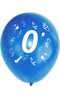 5 Zahlenballons, Ø 25cm, bunt sortiert, 0