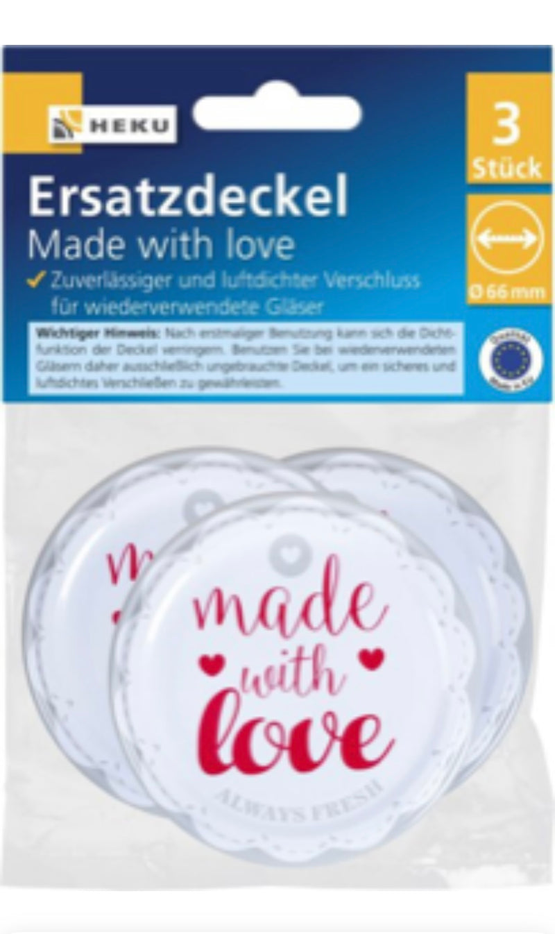 3 Ersatzdeckel, Ø 66mm, Made with love