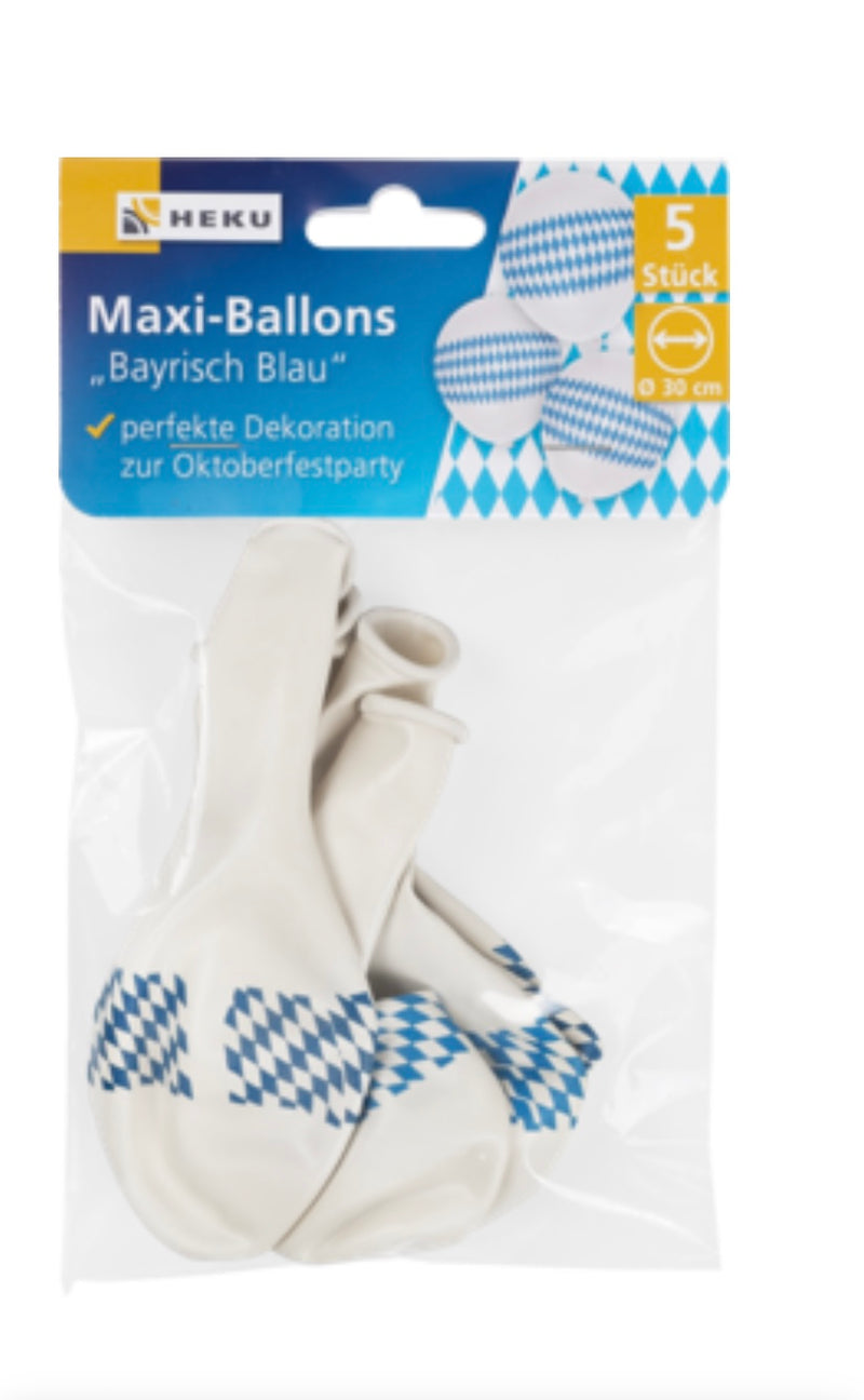 5 Maxi-Ballons mit Motiv, Ø 30cm, Bayrisch Blau