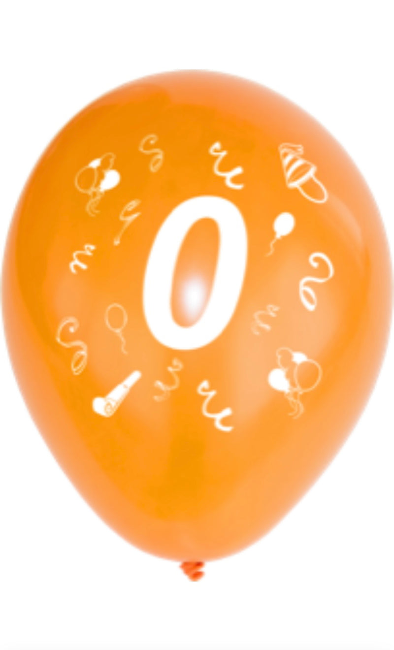 5 Zahlenballons, Ø 25cm, bunt sortiert, 0