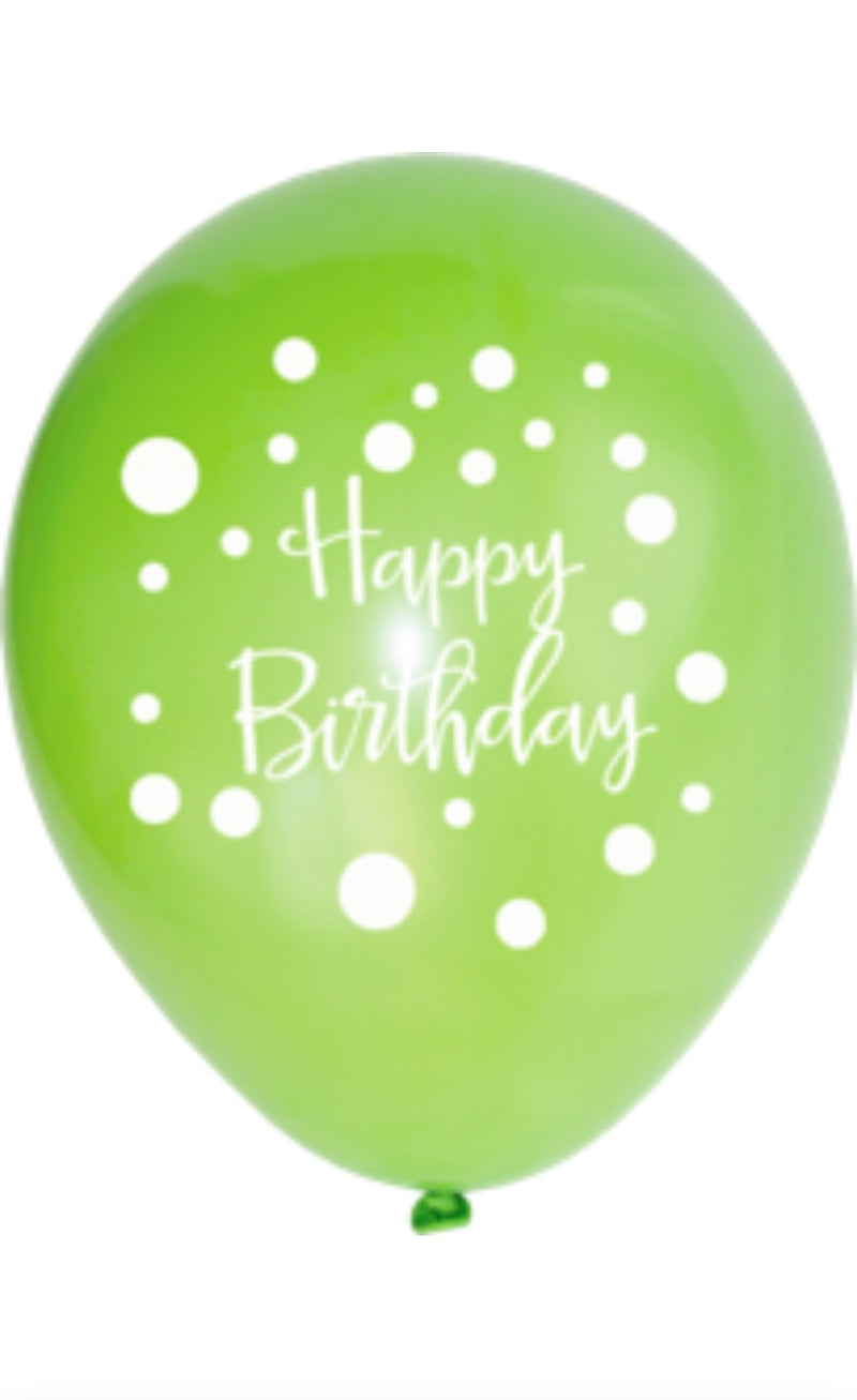 5 Ballons "Happy Birthday", Ø 25cm, bunt sortiert