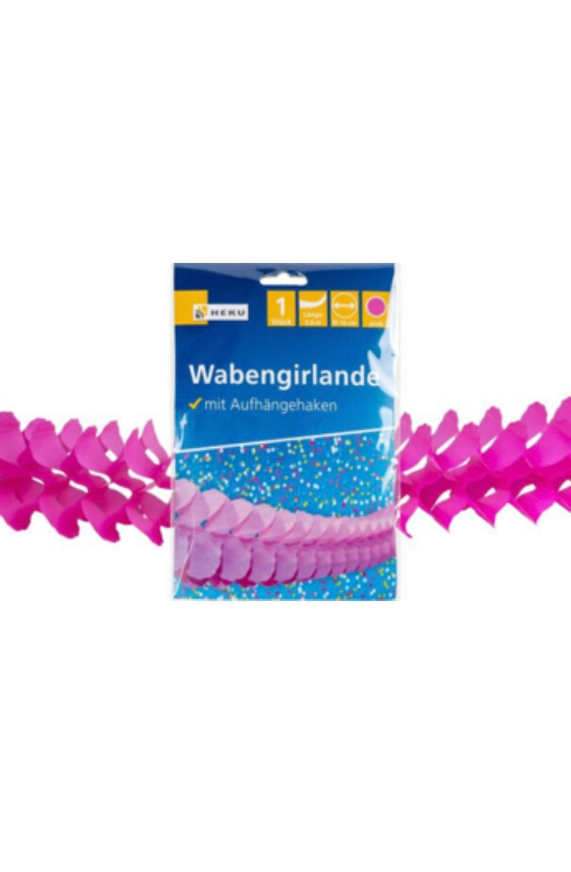 Wabengirlande, Länge 3,6m, Ø 16cm, pink