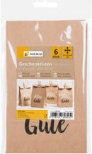 6 Geschenktüten, Kraftpapier, braun, 21*12*6cm, ca. 60g/m²