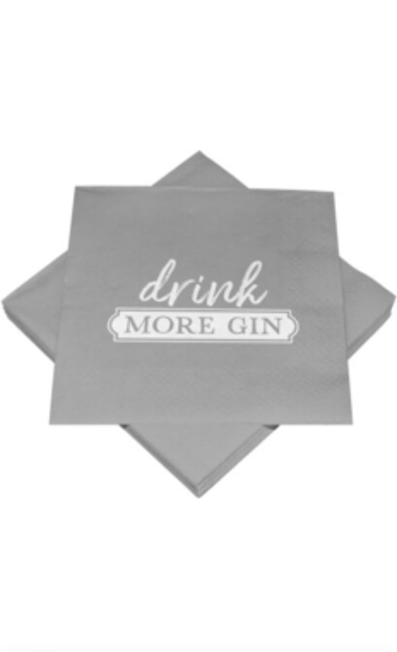 30 Servietten m. Motiv, 3-lg., 25*25cm, Drink more Gin