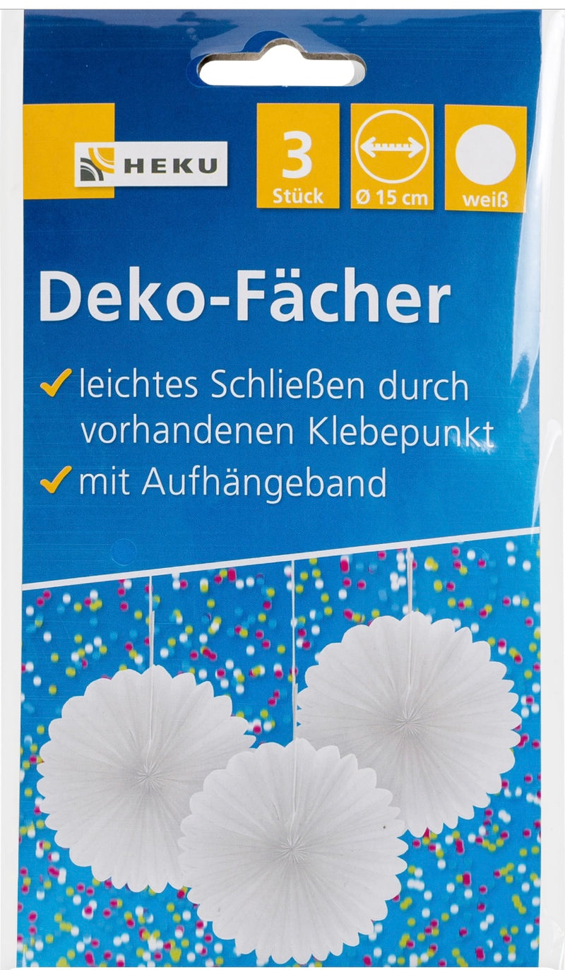 3 Deko-Fächer, Ø 15cm, weiß