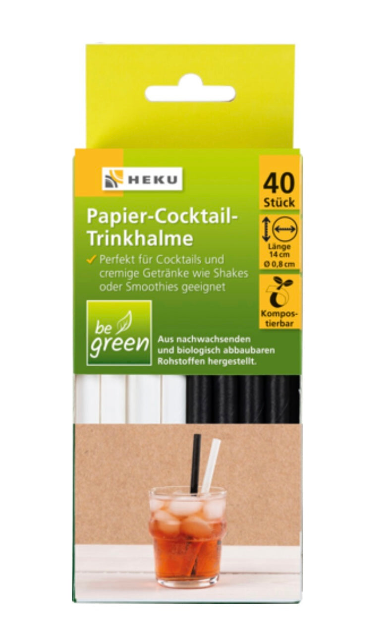 40 Papier-Cocktail-Trinkhalme,Ø 0,8cm,Länge 14cm,Papp-Box