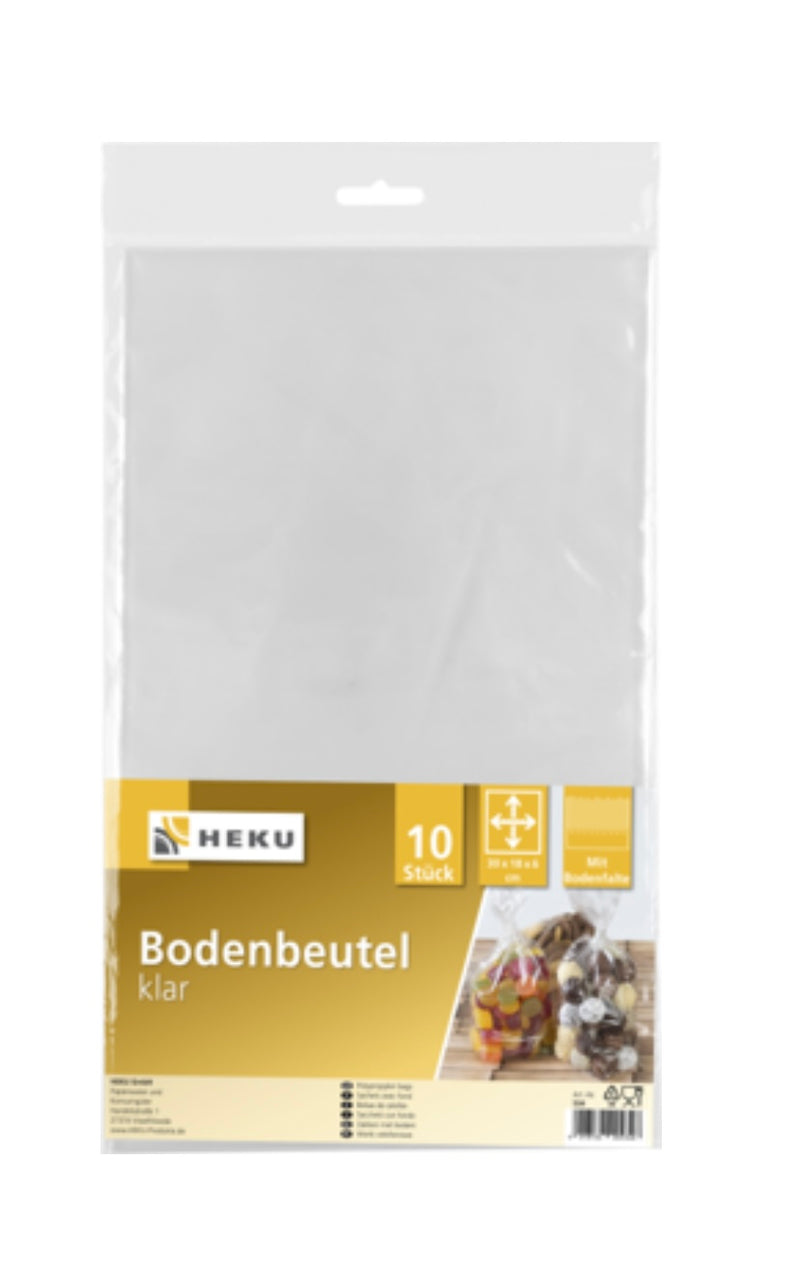 10 Bodenbeutel mit Bodenfalte, klar, 30*18*6cm, CPP