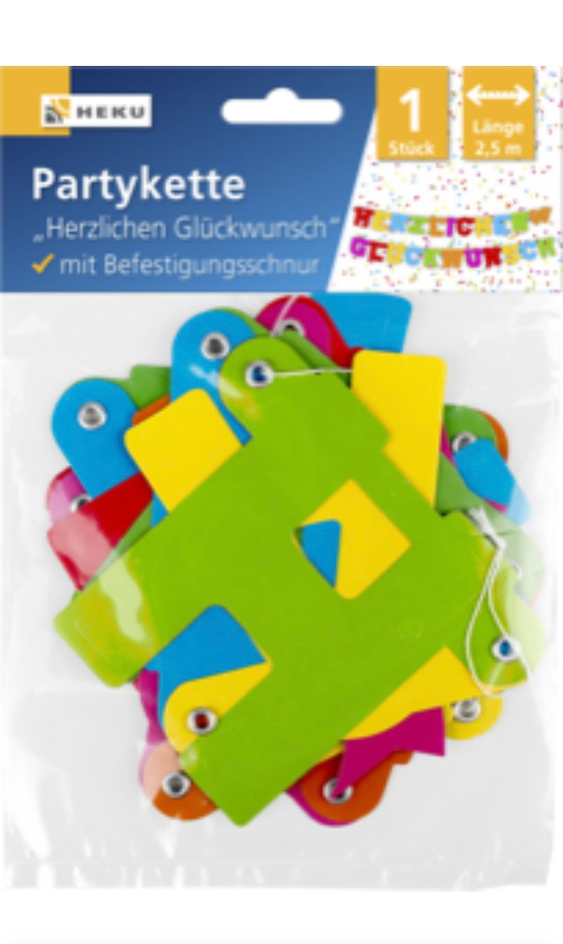 Partykette "Herzlichen Glückwunsch", Länge 2,5m