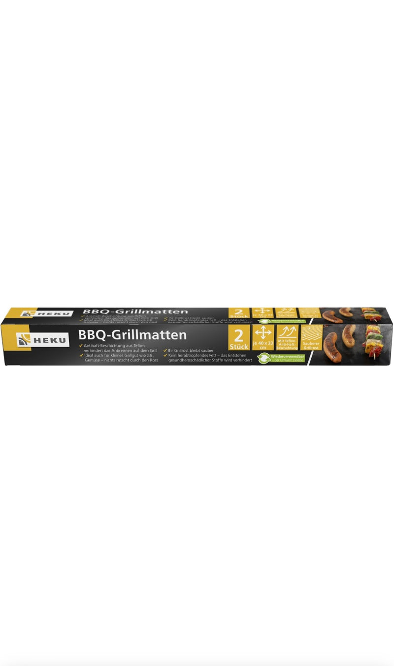 2 BBQ-Grillmatten, 40*33cm, Teflon, schwarz, antihaft