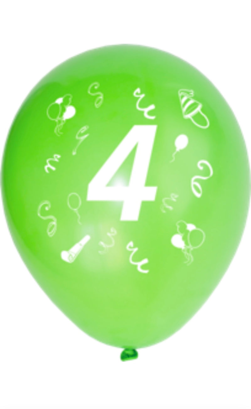 5 Zahlenballons, Ø 25cm, bunt sortiert, 4