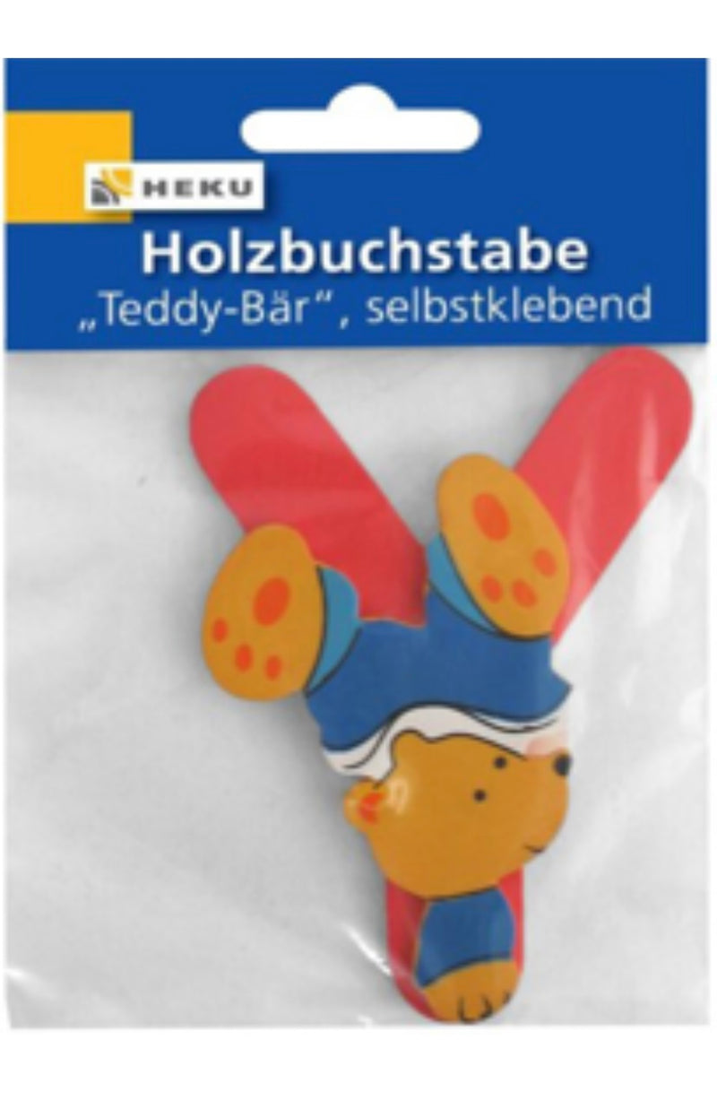 Holzbuchstabe "Teddy-Bär", selbstklebend, Y