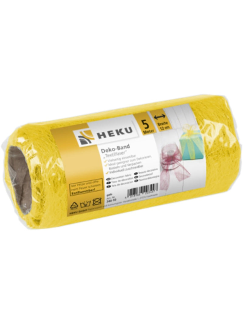 Deko-Band "Textilfaser", 5m*12cm, auf Rolle, gelb