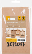 6 Geschenktüten, Kraftpapier, braun, 21*12*6cm, ca. 60g/m²