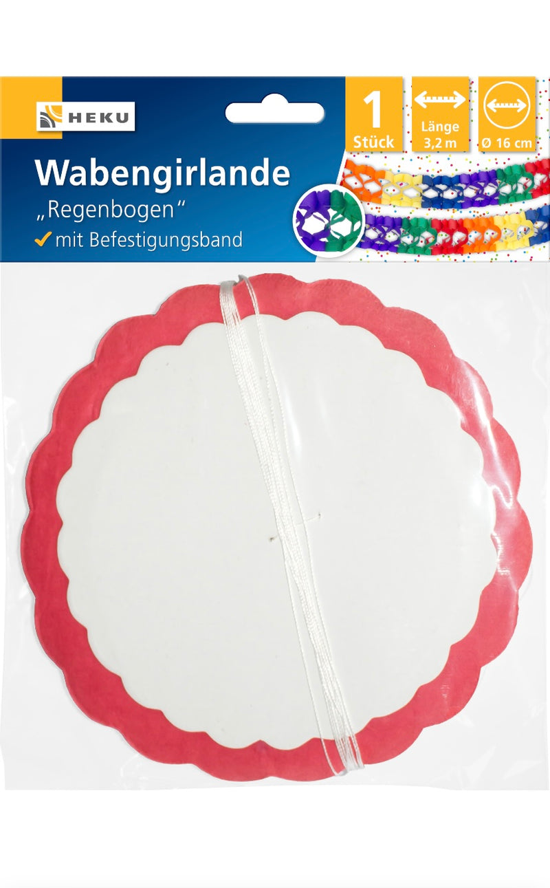 Wabengirlande, Länge 3,2m, Ø 16cm, Regenbogen