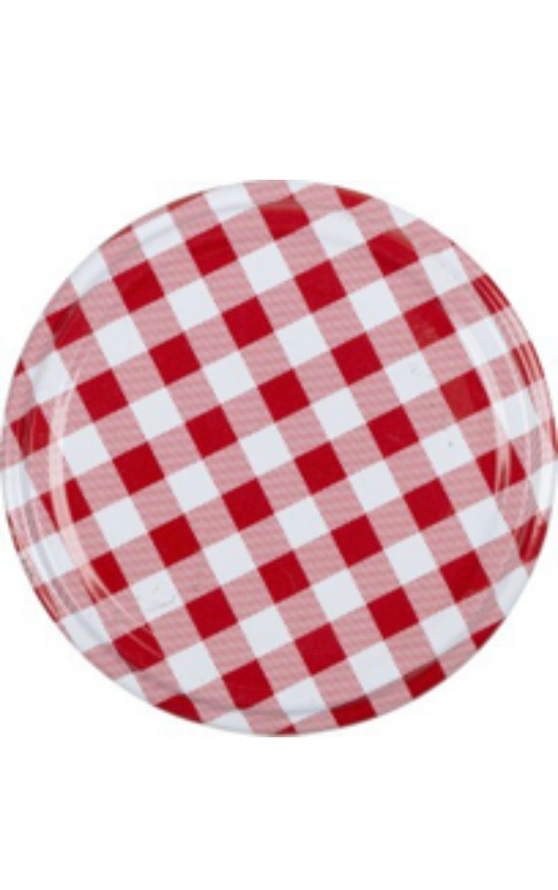 3 Ersatzdeckel, Ø 82mm, Karo rot/weiß
