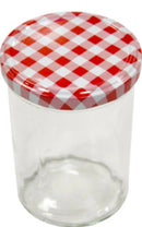 Einmachglas mit Deckel, 435ml, Karo rot/weiß