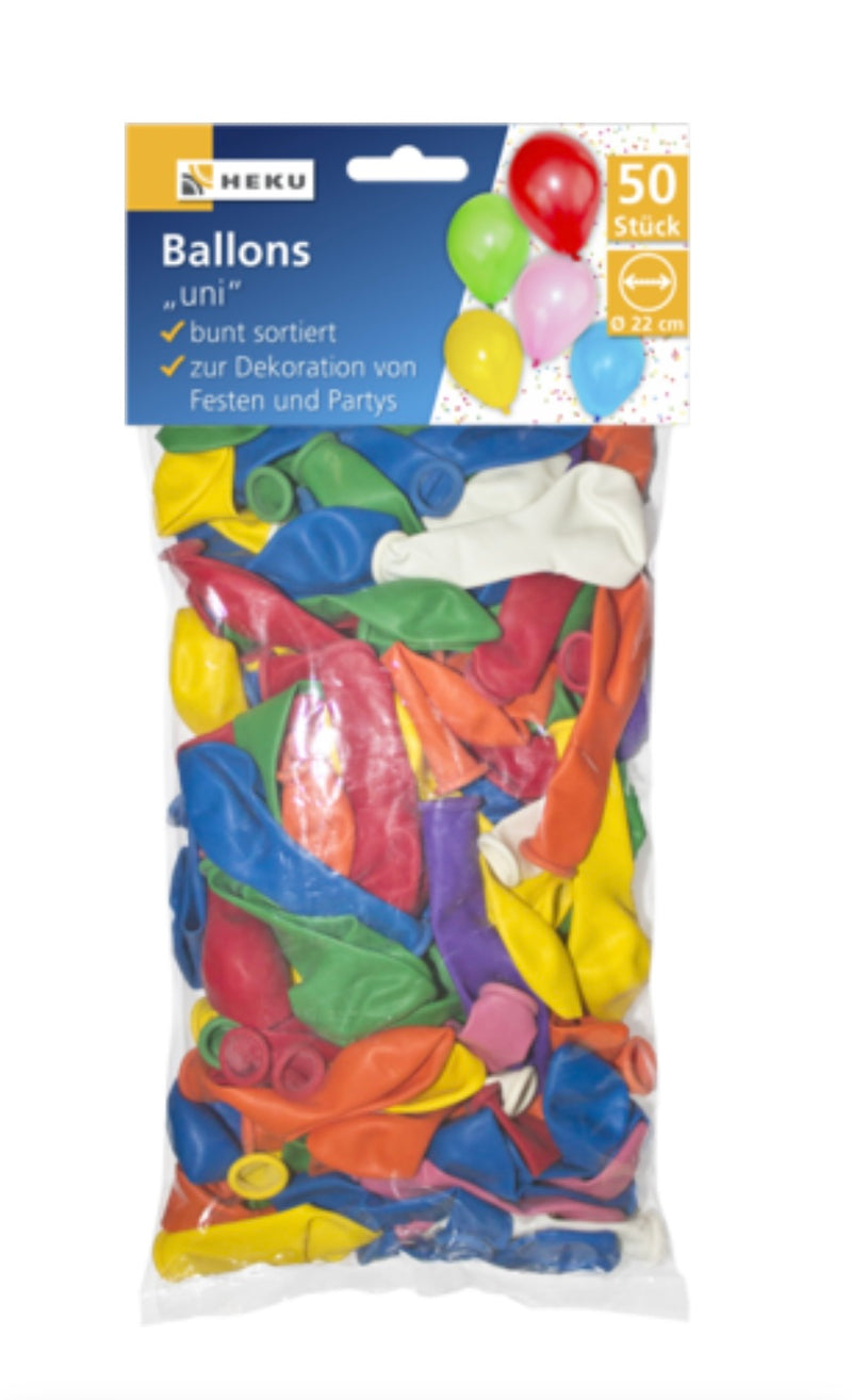 100 Ballons "uni", Ø 22cm, bunt sortiert