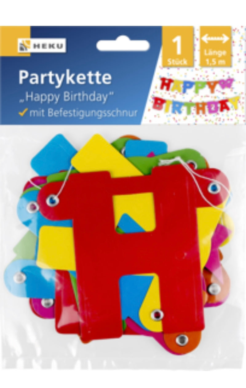 Partykette "Happy Birthday", Länge 1,5m