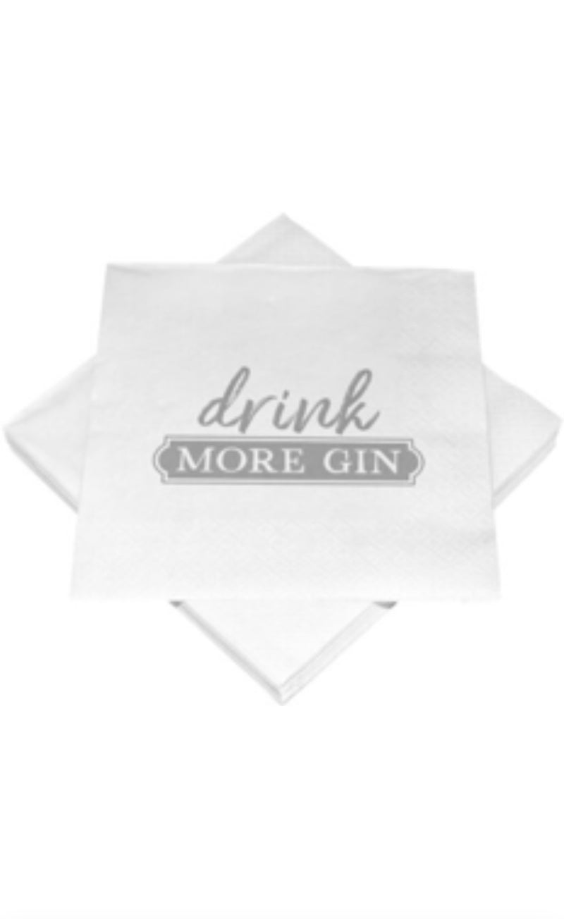 30 Servietten m. Motiv, 3-lg., 25*25cm, Drink more Gin